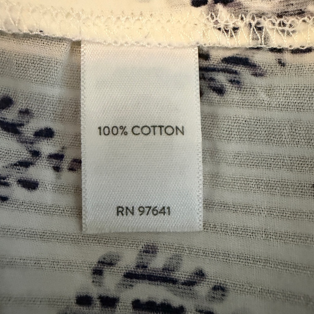 Pure Jill Tunic - Ikat Print tunic - white/blue - size M tall - Picture 8 of 10